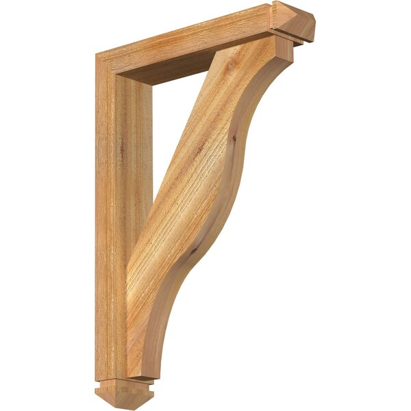 Ekena Millwork Funston Arts and Crafts Rough Sawn Bracket w/ Offset Brace, Western Red Cedar, 4"W x 18"D x 26"H BKT0402X18X26FST03RWR - main